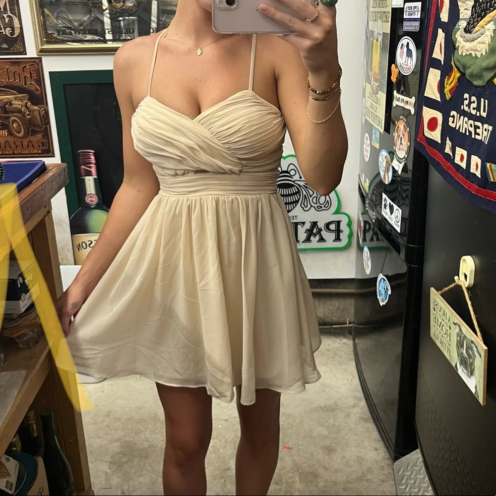 Masquerade tan dress